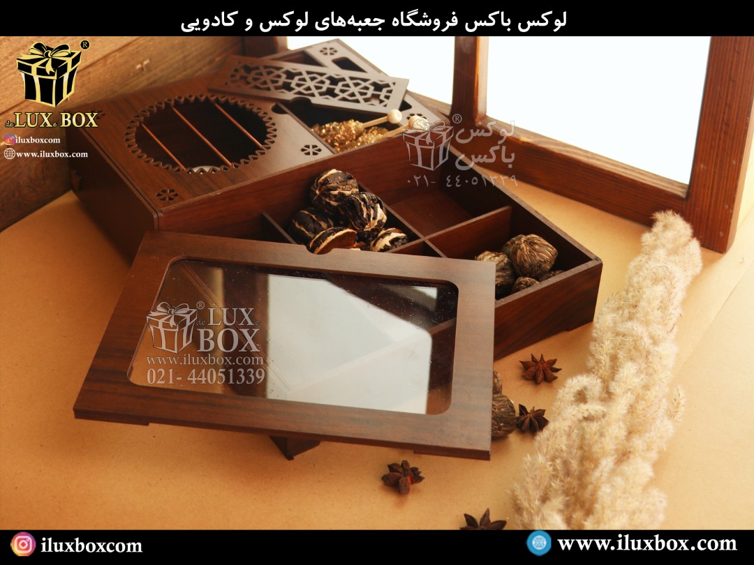 مشخصات قیمت و خرید جعبه پذیرایی چای کیسه ای جعبه چوبی دمنوش تی بگ مدل وارمردار