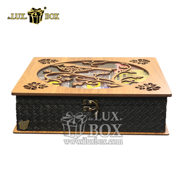 جعبه دمنوش پذیرایی چای کیسه ای تی بگ  چرم چوبی لوکس باکس کد LB58