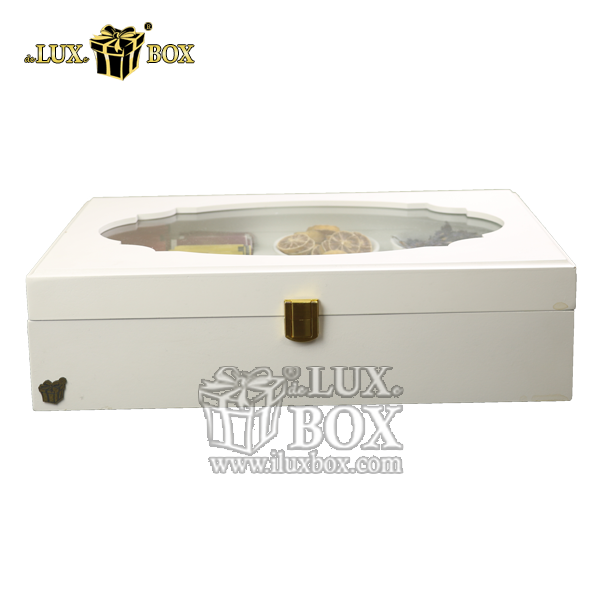 جعبه نفیس دمنوش پذیرایی چای کیسه ای تی بگ چوبی لوکس باکس  کد LB104-W