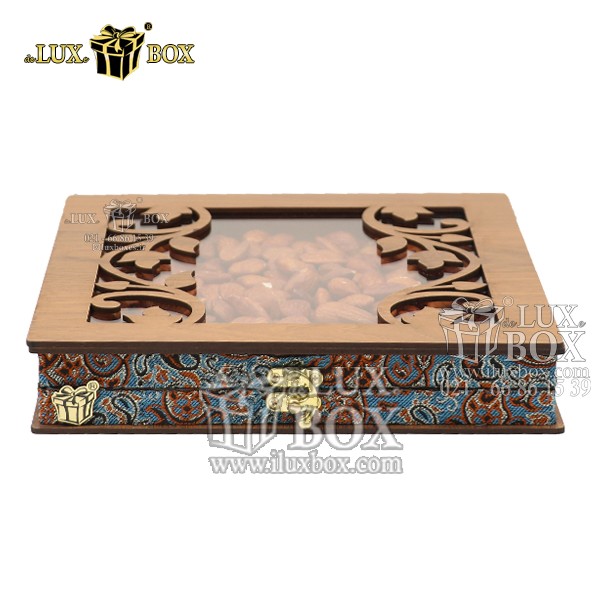 باکس چوبی آجیل ،جعبه آجیل و خشکبار ،بسته بندی آجیل ،جعبه چوبی آجیل و خشکبار،جعبه پذیرایی آجیل و خشکبار لوکس باکس  ، جعبه آجیل خشکبار پذیرایی ترمه چوبی لوکس باکس کد LBL054