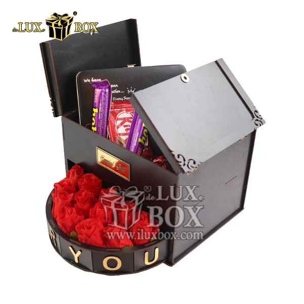 جعبه هدیه لوکس باکس , جعبه شیک کادویی , جعبه هدیه چوبی لوکس باکس، جعبه گل هدیه  ولنتاین کادو چوبی لوکس باکس کد LB 280