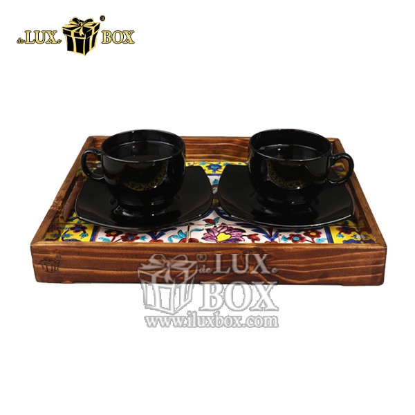 سینی چوبی سنتی پذیرایی طرح کاشی لوکس باکس کد LBL571