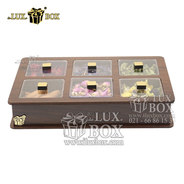 جعبه دمنوش پذیرایی چای کیسه ای تی بگ چوبی لوکس باکس کد LB11-1