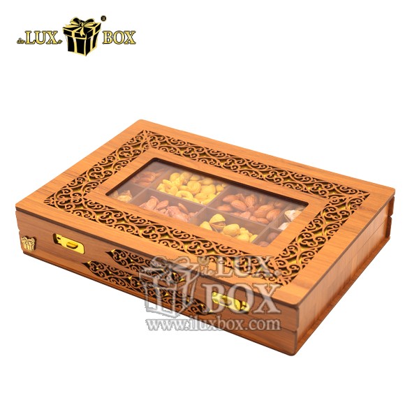 جعبه پذیرایی آجیل و خشکبار چوبی لوکس باکس کد LB049