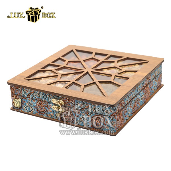 جعبه آجیل خشکبار پذیرایی ترمه چوبی لوکس باکس کد LB032