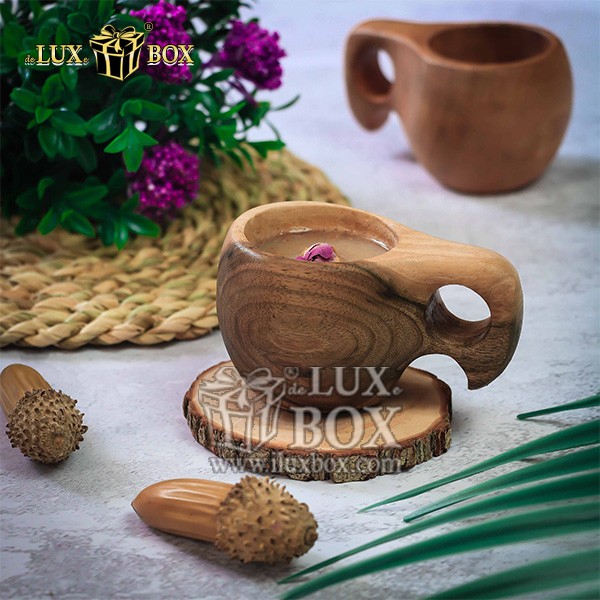 فنجان و کوکسای چوبی مدل قهوه خوری لوکس باکس
