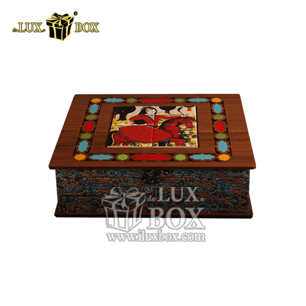 جعبه دمنوش پذیرایی چای کیسه ای تی بگ چوبی لوکس باکس کد LB14 مدل کشو دار