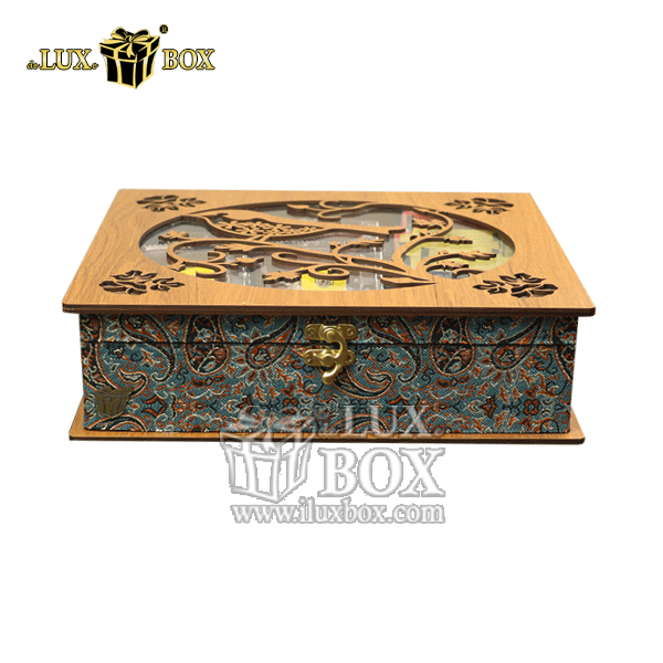 جعبه دمنوش پذیرایی چای کیسه ای تی بگ ترمه چوبی لوکس باکس کد LB59