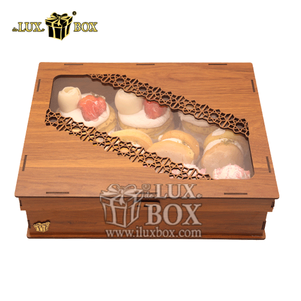 جعبه هدیه کادو شیرینی چوبی لوکس باکس کد LB701