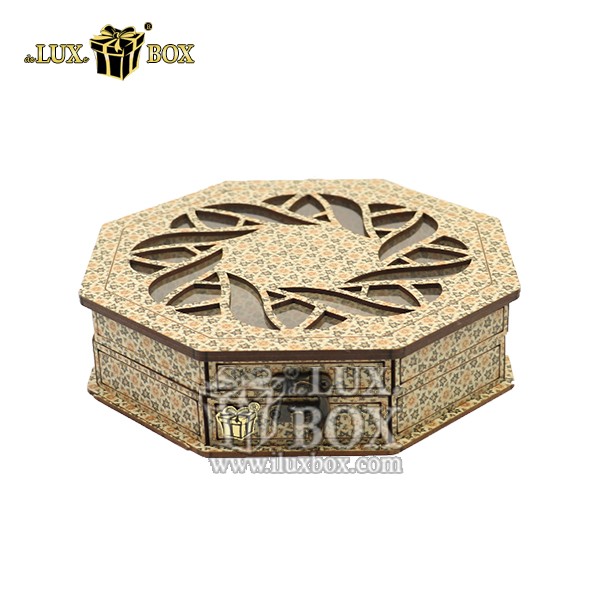 جعبه چوبی لیزر کات کادویی طرح سنتی لوکس باکس کد LB021