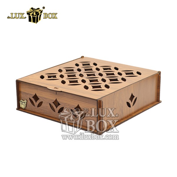 جعبه چوبی برش لیزری تنقلات پذیرایی لوکس باکس کد LB030