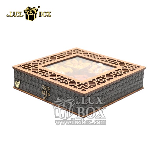 جعبه سنتی چوبی برش لیزری مدل چرم لوکس باکس کد LB043