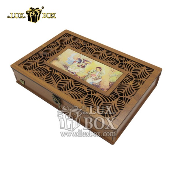 جعبه چوبی لیزر کات سنتی مدل شاه عباسی لوکس باکس کد LB044