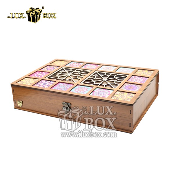 جعبه چوبی برش لیزری سنتی مستعطیلی لوکس باکس کد LB046