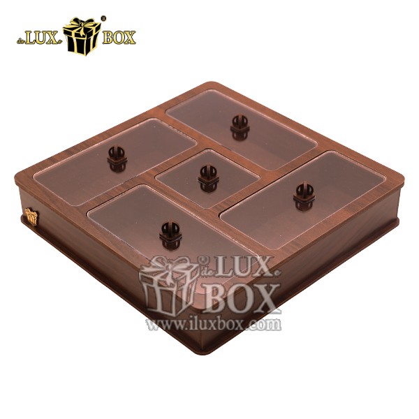 جعبه چوبی برش لیزری شکلات نسکافه مربعی لوکس باکس کد LB28-11