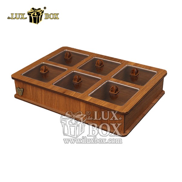 جعبه چوبی برش لیزری مستعطیلی شکلات نسکافه مدل کلاسیک لوکس باکس کد LB11-01