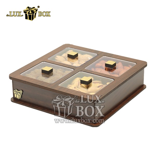 جعبه چوبی لیزر کات تی بگ شکلات ضیافت مربعی لوکس باکس کد LB18-1