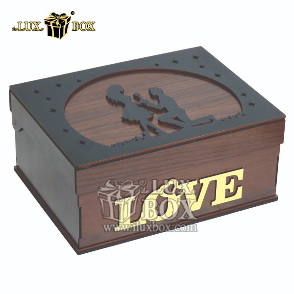 جعبه چوبی برش لیزری گل ارمغان طرح کلاسیک لوکس باکس کد LB270