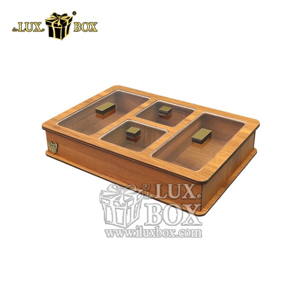جعبه چوبی برش لیزری چای کیسه ای نبات مستعطیلی لوکس باکس کد LB21-0