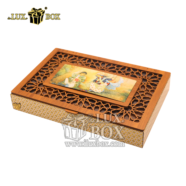 جعبه چوبی برش لیزری پی وی سی PVC سنتی_ کلاسیک طرح خاتم لوکس باکس کد LB657