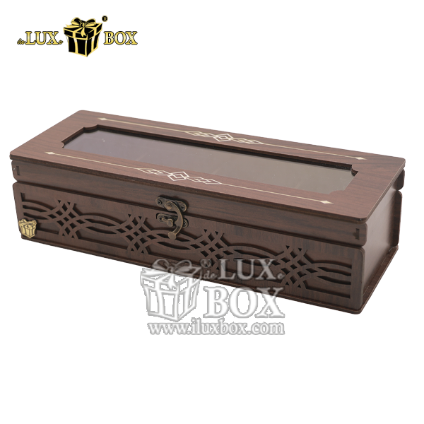 جعبه چوبی لیزر کات زیورآلات مدل چهارتایی لوکس باکس کد LB322-1