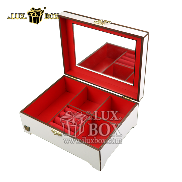 جعبه چوبی برش لیزری طلا زیورآلات لوکس باکس کد LB304-W