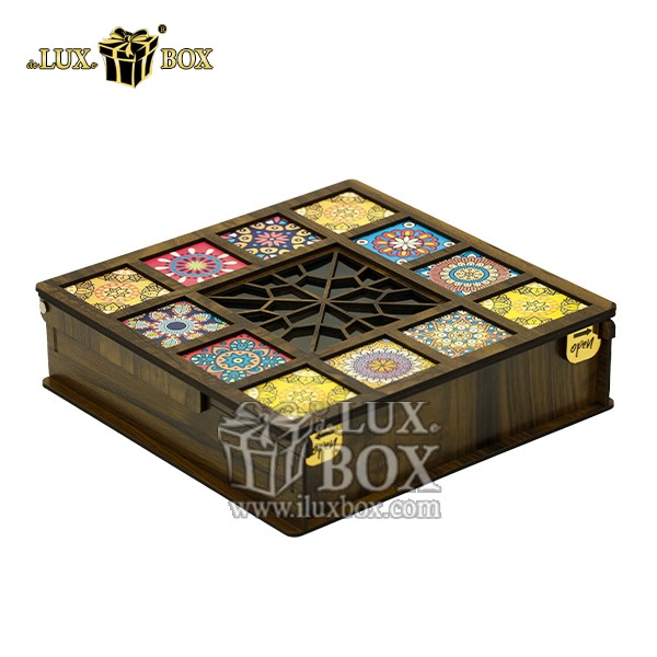 جعبه چوبی اقتصادی آجیل طرح سنتی لوکس باکس کد LB042-E