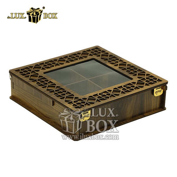 جعبه چوبی ارزان مربعی مدل چرم لوکس باکس کد LB043-E