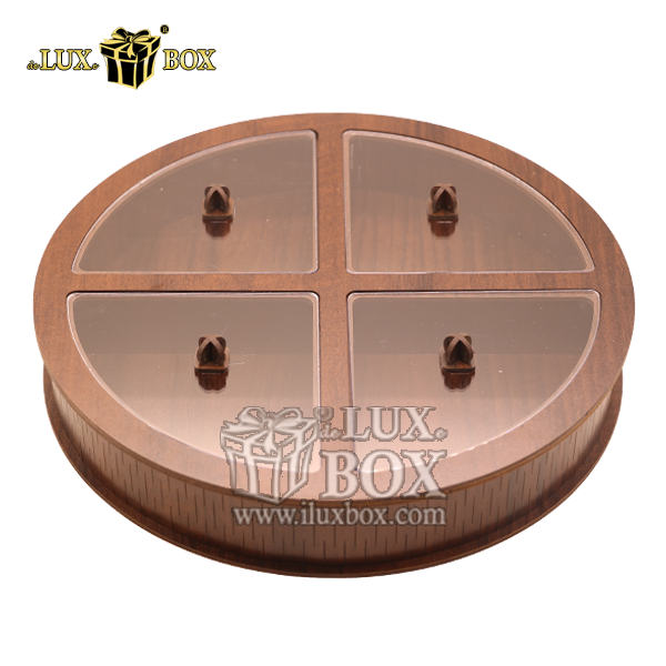 جعبه چوبی برش لیزری میوه خشک دایره ای  لوکس باکس کد LB34-11